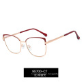 Trendy spectacle frame two-color flat lens female Amazon metal anti blue light spectacle frame can be equipped with myopia glass